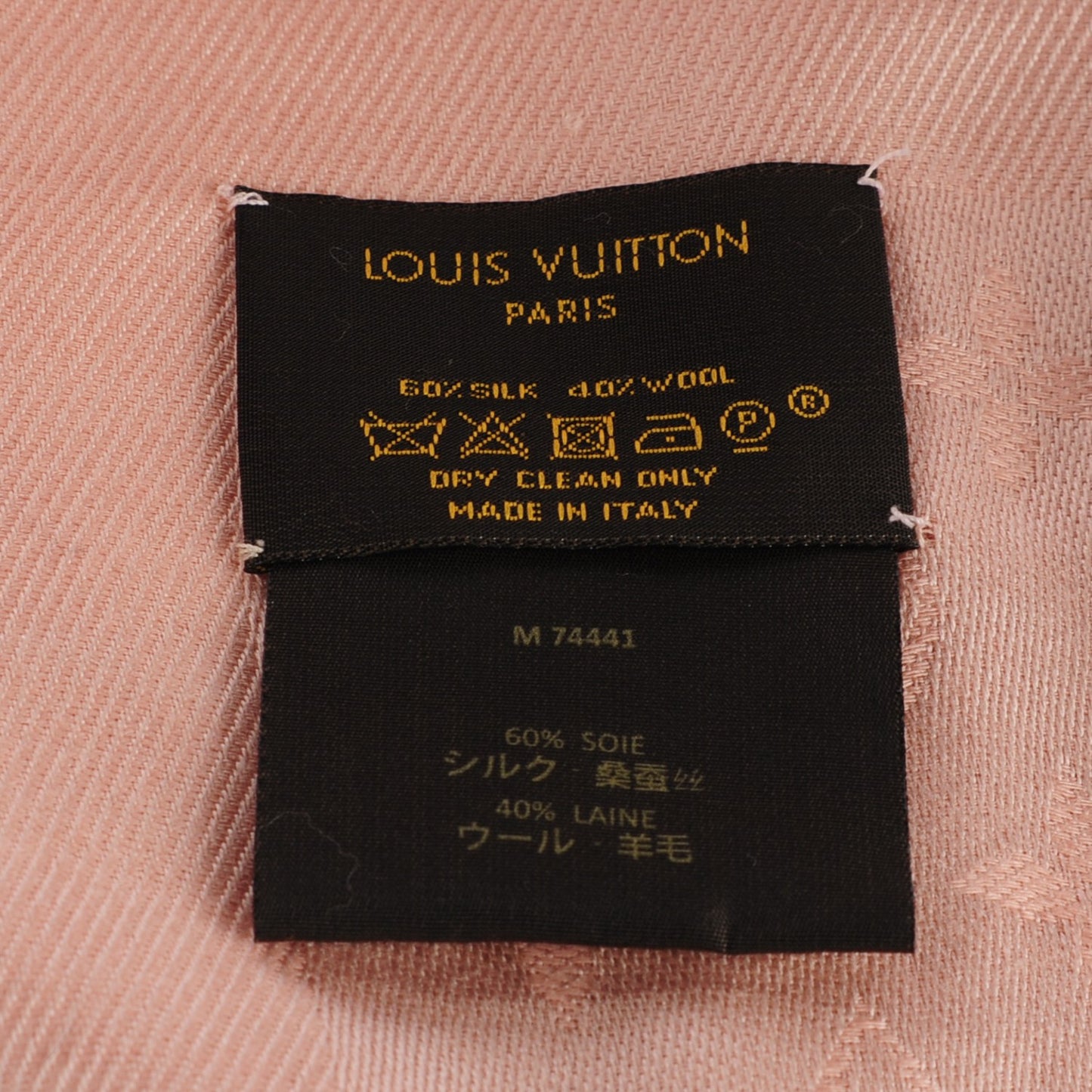 Silk Wool Monogram Shine Shawl Rose