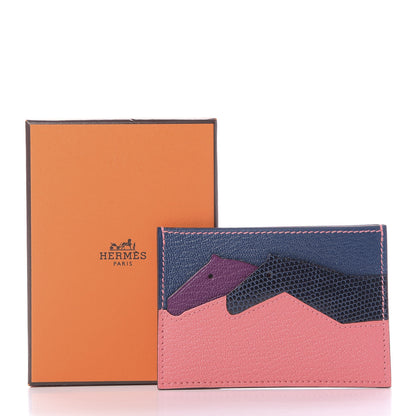 Hermes Chevre Mysore Lizard Les Petits Chevaux Card Holder Rose Ete 9 of 9