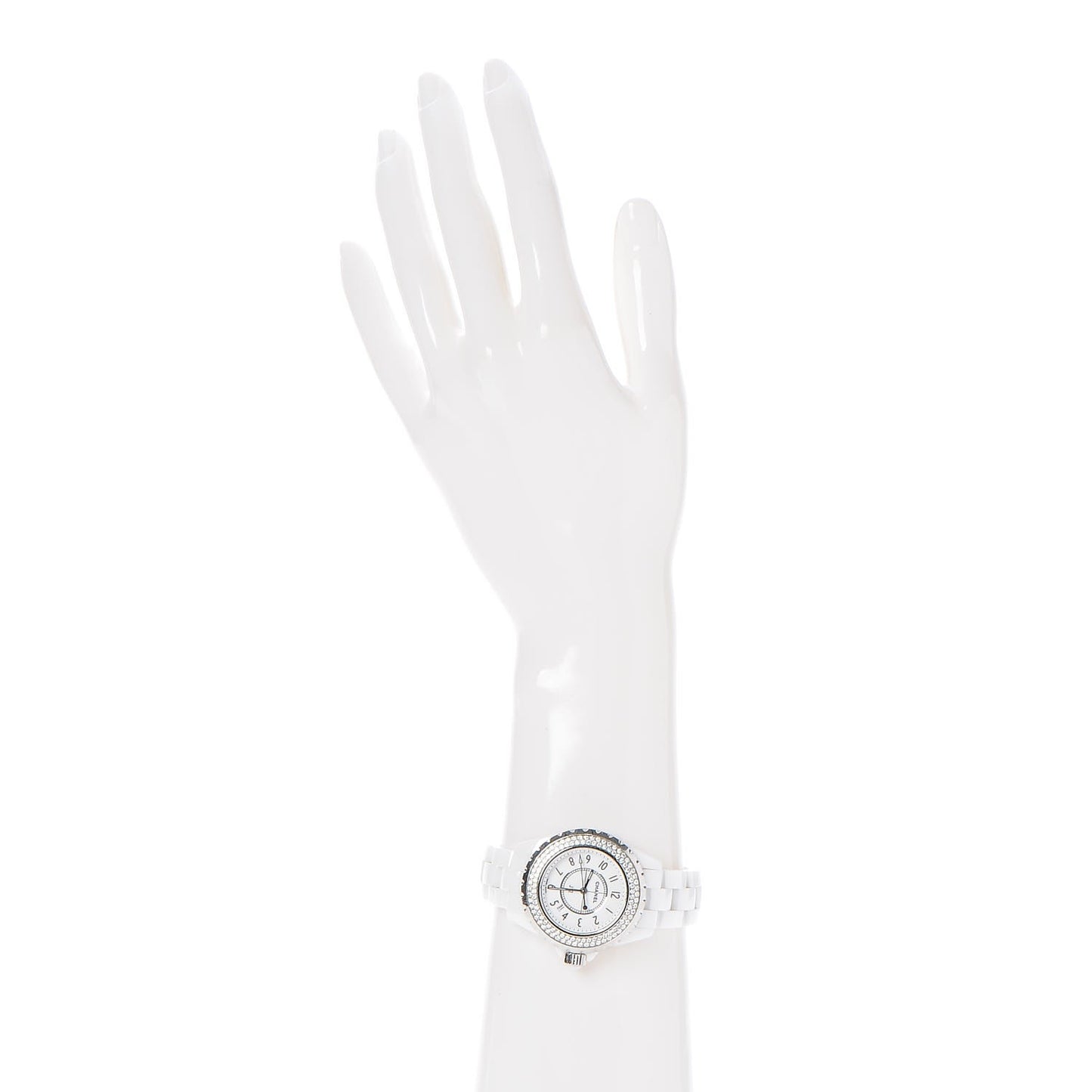 Stainless Steel Ceramic Diamond Pave Bezel 33mm J12 Quartz Watch White