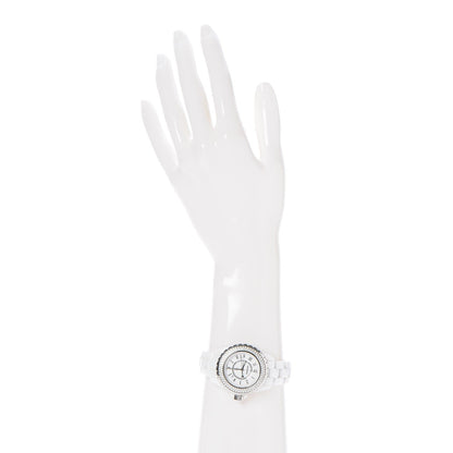 Chanel Stainless Steel Ceramic Diamond Pave Bezel 33mm J12 Quartz Watch White 2 of 6