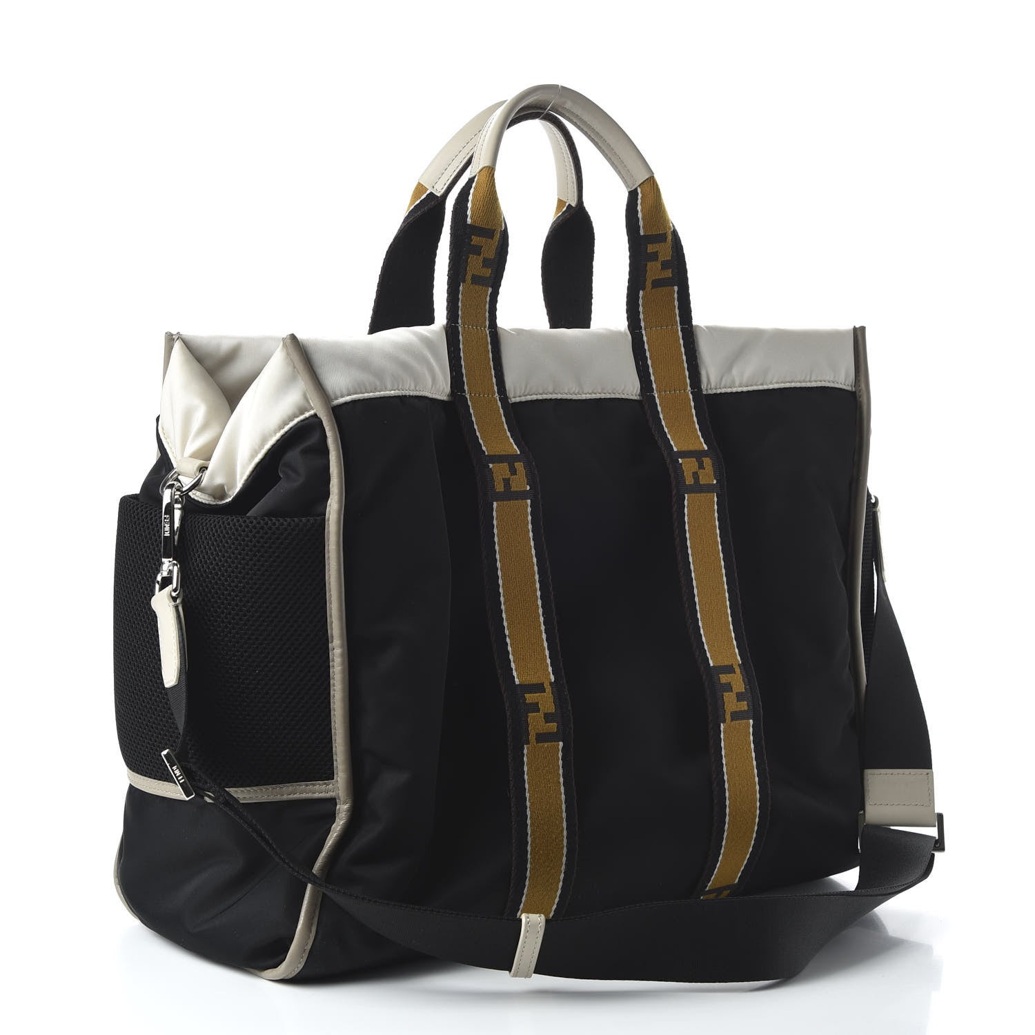 Fendi Nylon Reversible Everyday Tote Black White Tobacco 2 of 14