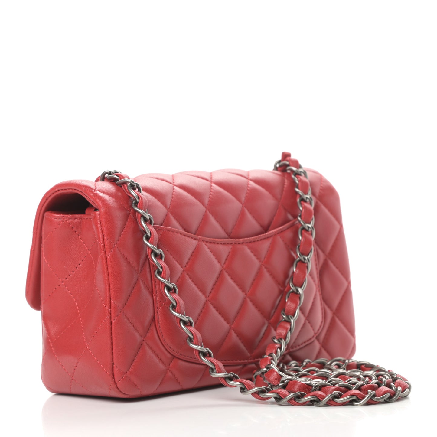 Lambskin Quilted Mini Rectangular Flap Red