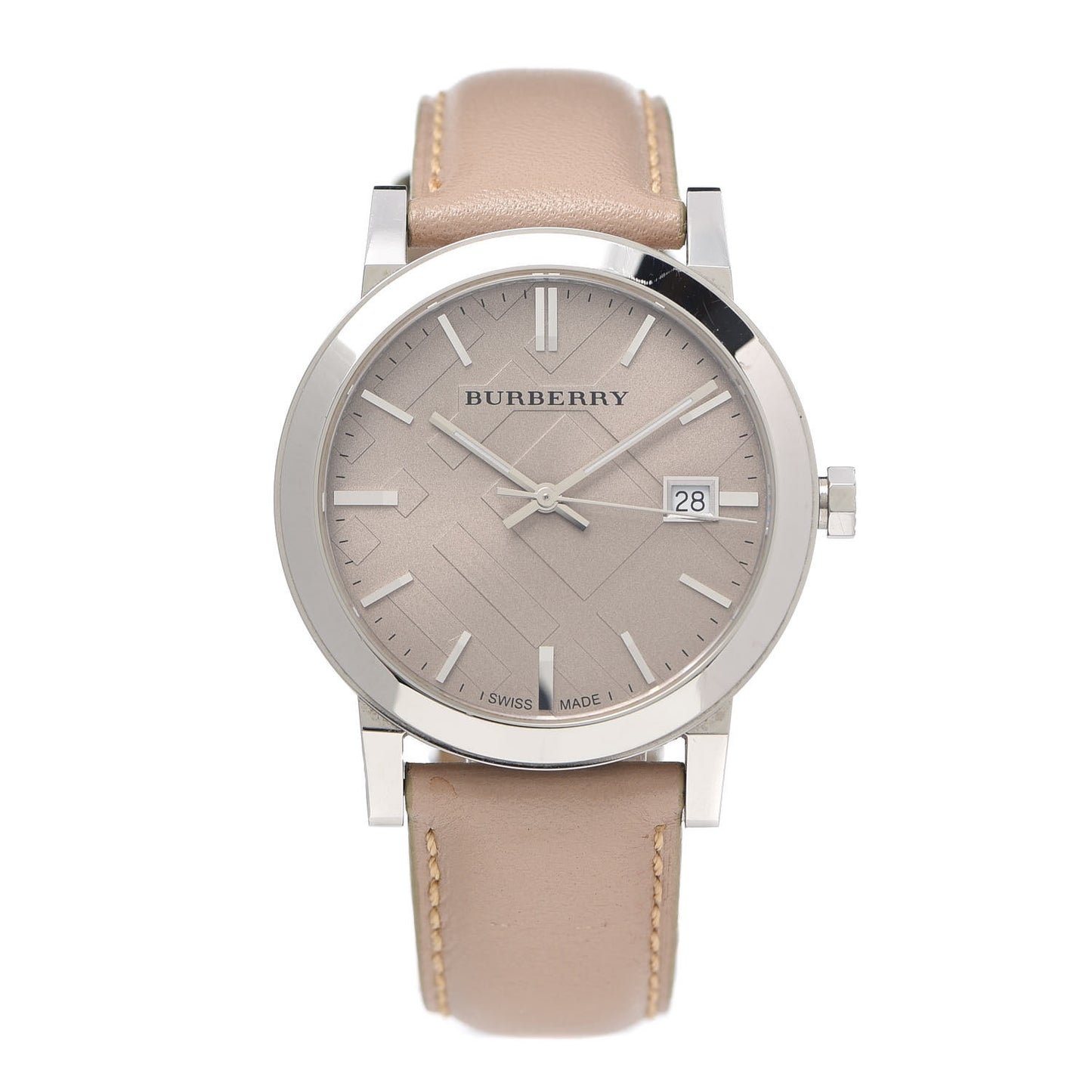 Stainless Steel Calfskin 38mm The City Quartz Watch Beige BU9010