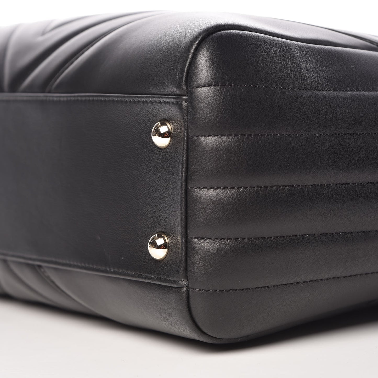 Calfskin Chevron Quilted Statement Shopping Tote Black