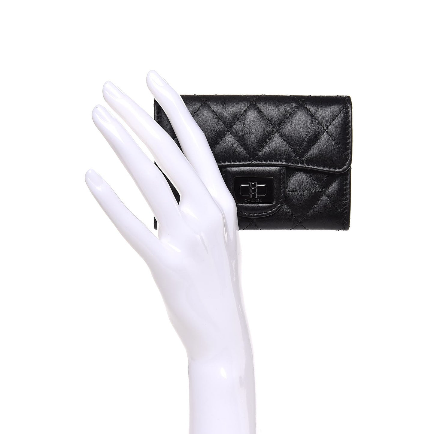 Aged Calfskin Quilted Reissue Flap Card Holder So Black