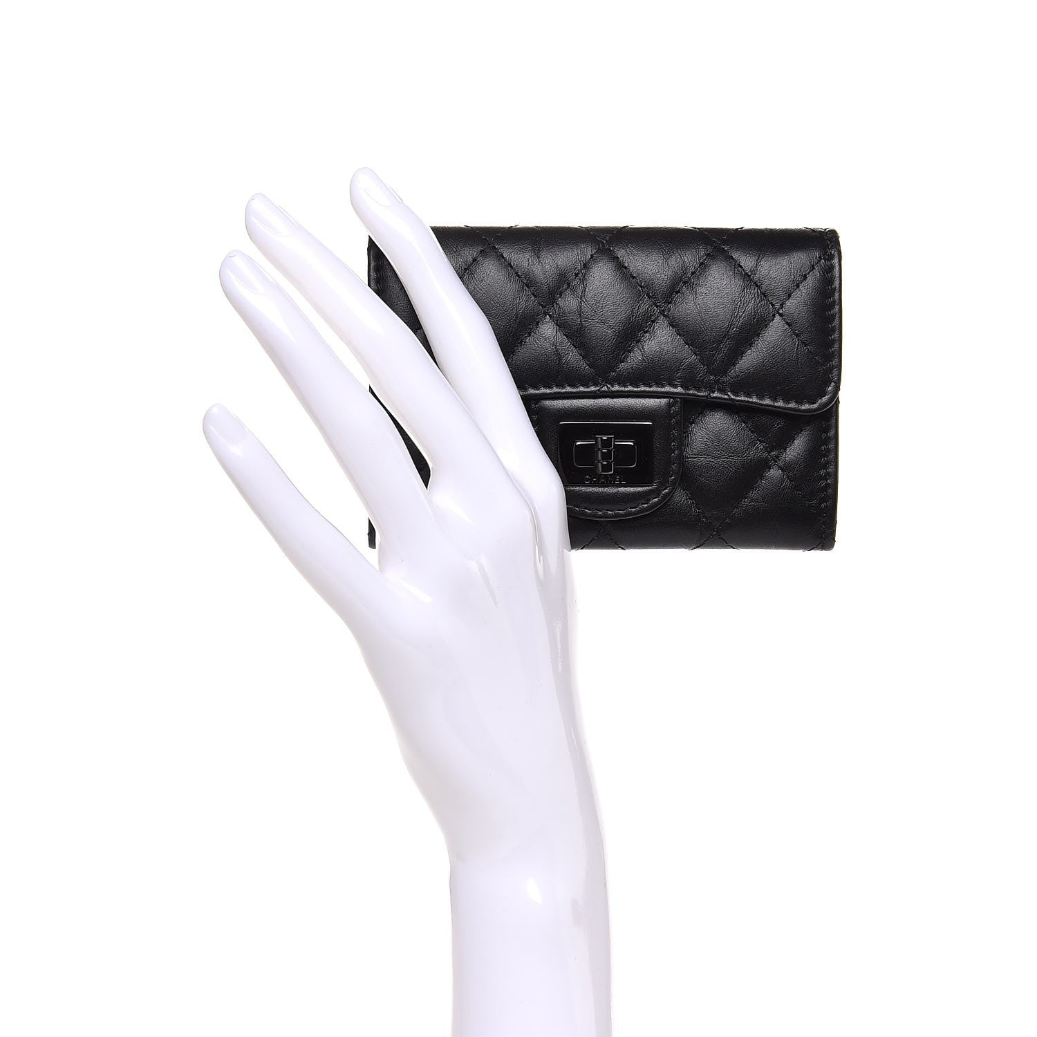 Chanel Aged Calfskin Quilted Reissue Flap Card Holder So Black 2 of 9