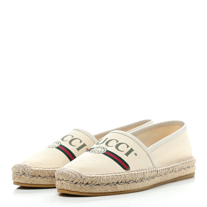 Gucci Canvas Logo Espadrilles 39 Greggio White 3 of 10