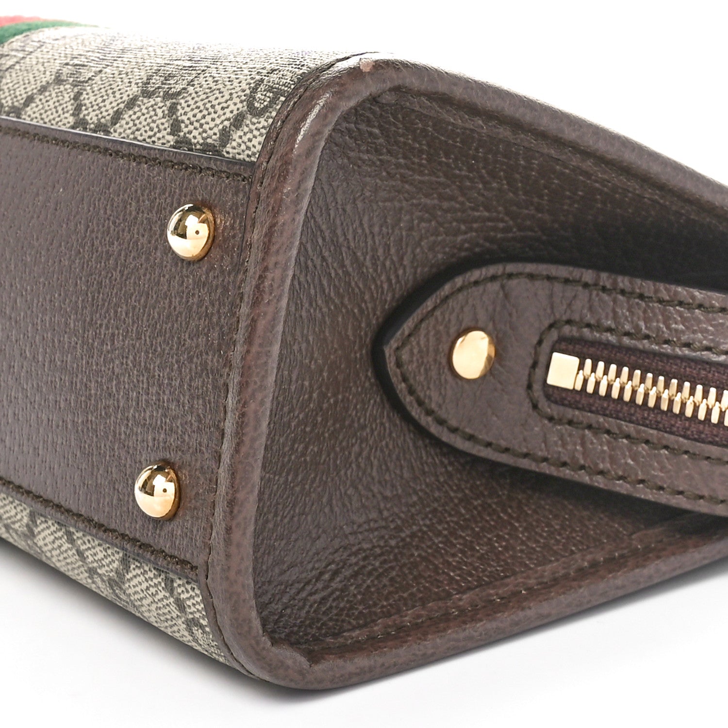 Gucci GG Supreme Monogram Textured Dollar Calfskin Web Small Ophidia Slip Handle Tote Beige Ebony New Acero 10 of 10