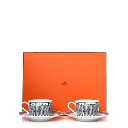Hermes Porcelain H Deco Tea Cup And Saucer Set Of 2 9 of 9