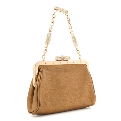 Gucci Metallic Grained Calfskin Crystal Frame Evening Bag Bronze 3 of 14