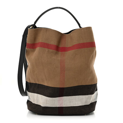 Burberry Canvas Mega Check Medium Ashby Hobo Black 1 of 10