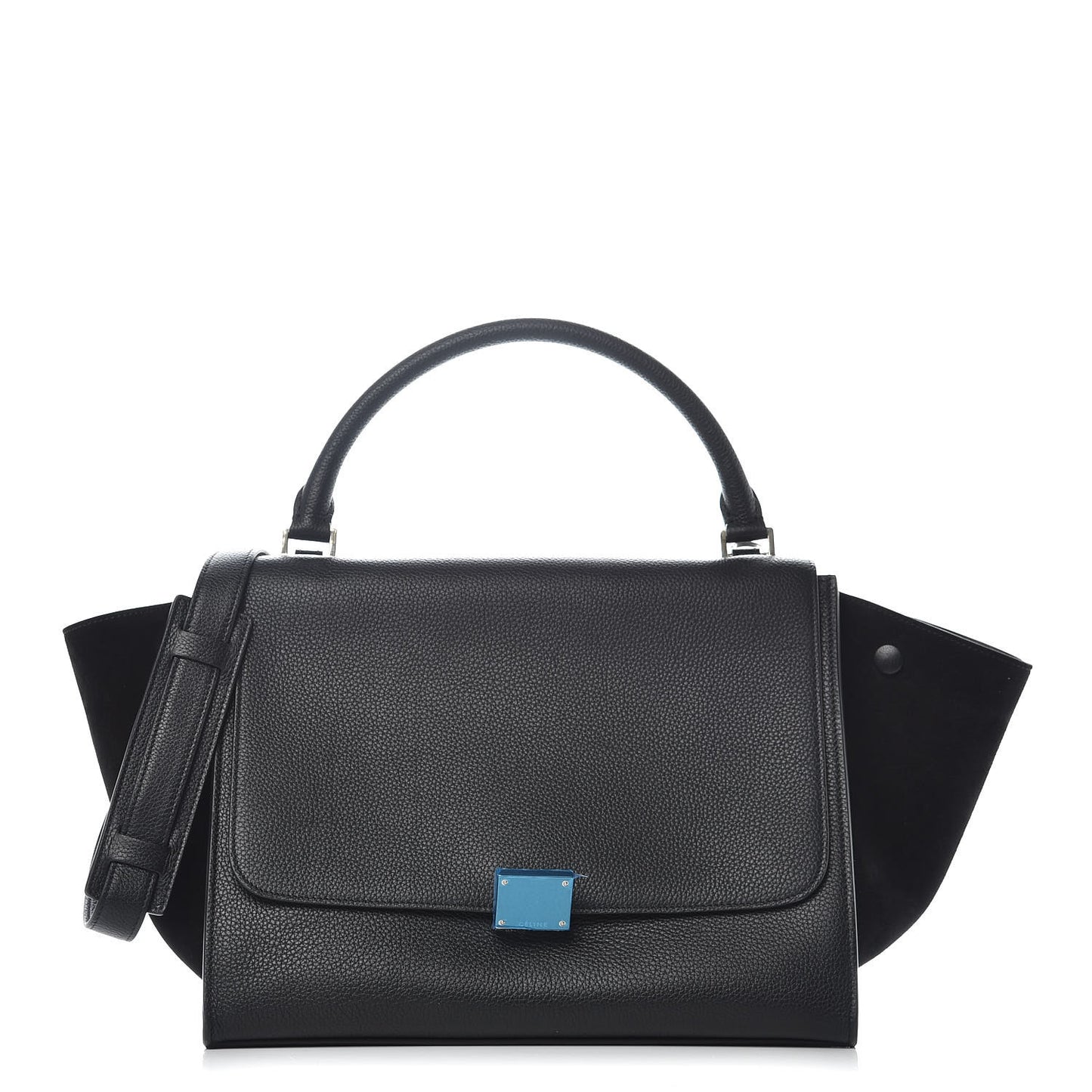Drummed Calfskin Suede Medium Trapeze Black
