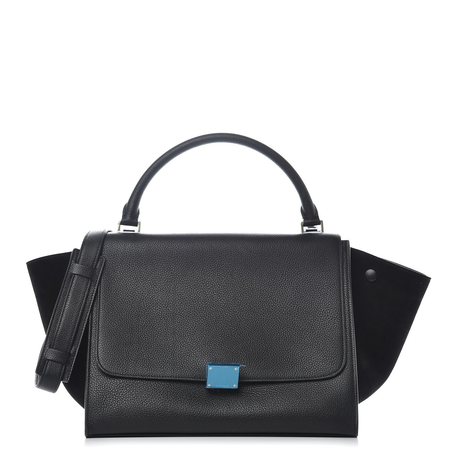 Celine Drummed Calfskin Suede Medium Trapeze Black 1 of 9
