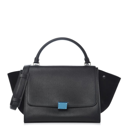 Celine Drummed Calfskin Suede Medium Trapeze Black 1 of 9
