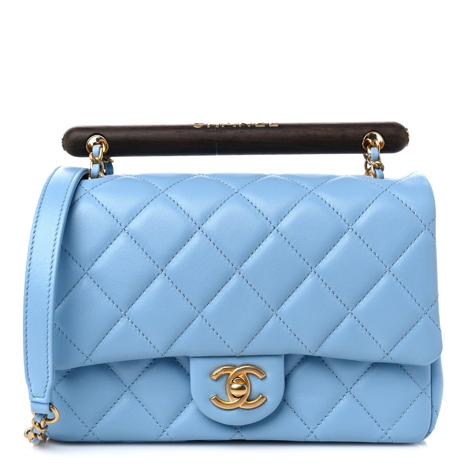 Chanel Lambskin Quilted Small Wenge Wood Flap Light Blue 1 of 10