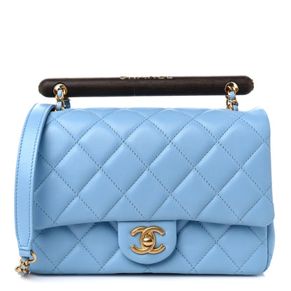 Chanel Lambskin Quilted Small Wenge Wood Flap Light Blue 1 of 10