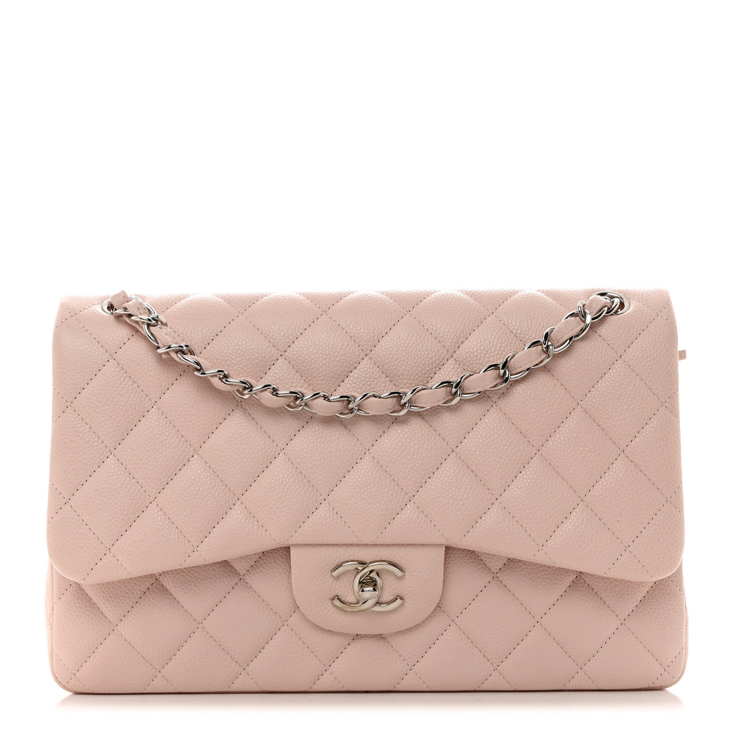 Caviar Quilted Jumbo Double Flap Light Pink