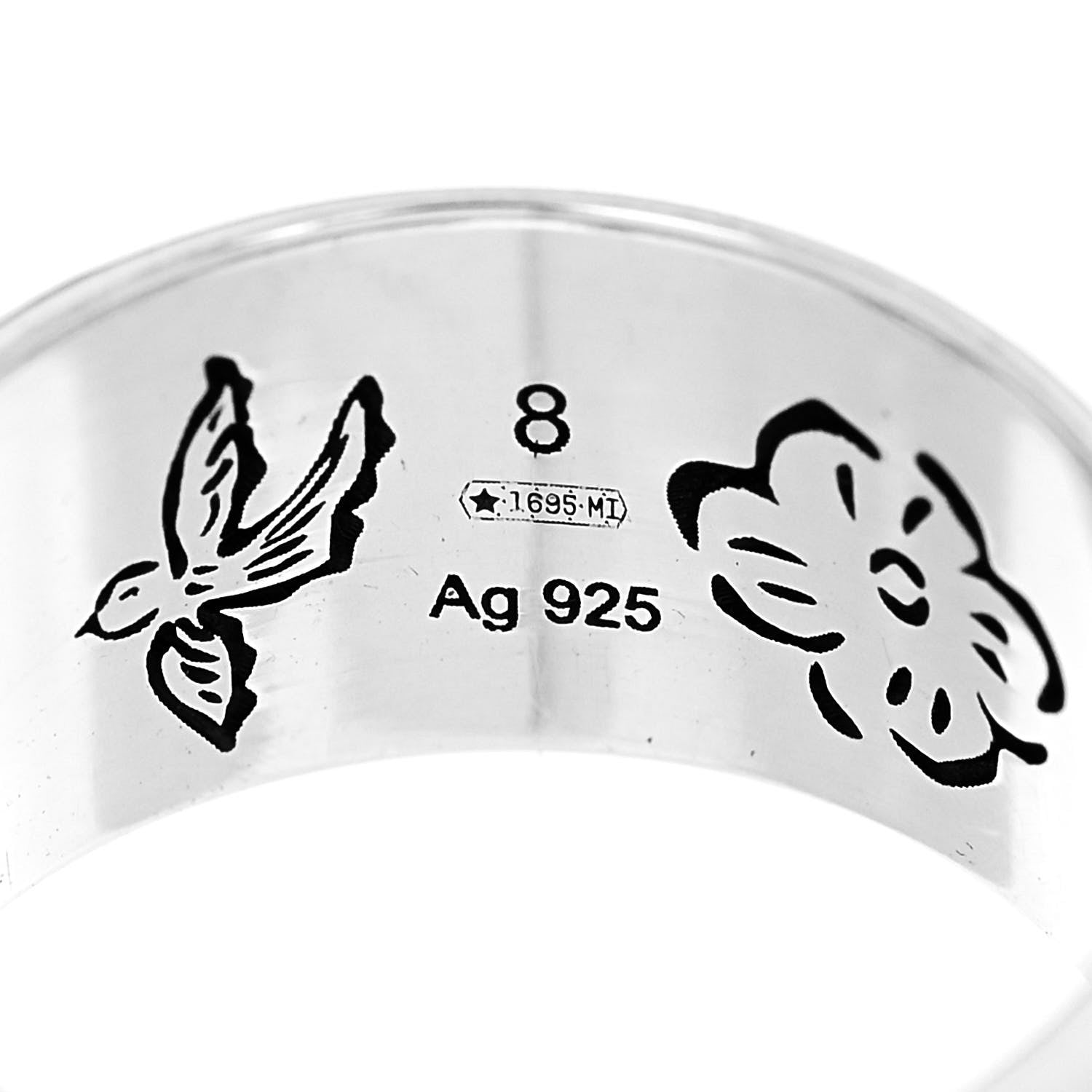Gucci Sterling Silver Wide Blind for Love Band Ring 48 4.5 5 of 5