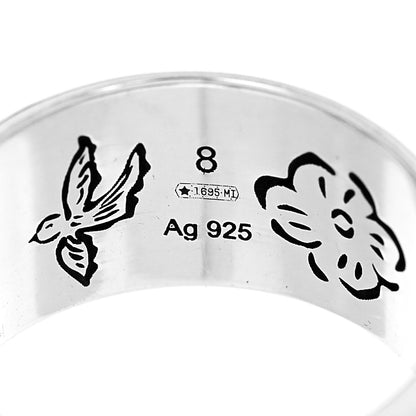 Gucci Sterling Silver Wide Blind for Love Band Ring 48 4.5 5 of 5