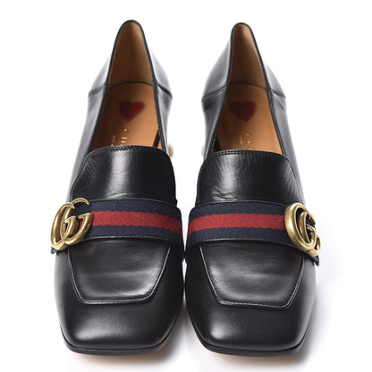 Gucci Malaga Kid Web Pearl Embellished Peyton 75mm Loafer Pumps 37 Black 2 of 11