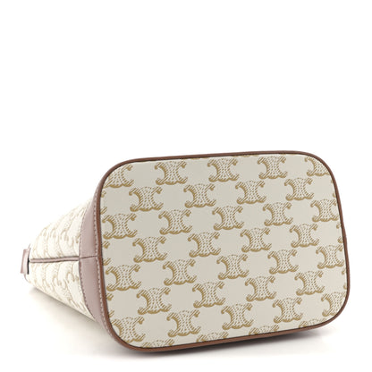 Celine Triomphe Canvas Calfskin Small Bucket Bag White 4 of 11
