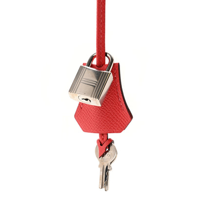 Hermes Epsom Lock and Key Clochette Set Rouge Casaque 3 of 4
