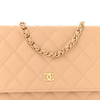 Chanel Caviar Quilted Wallet on Chain WOC Beige 9 of 15