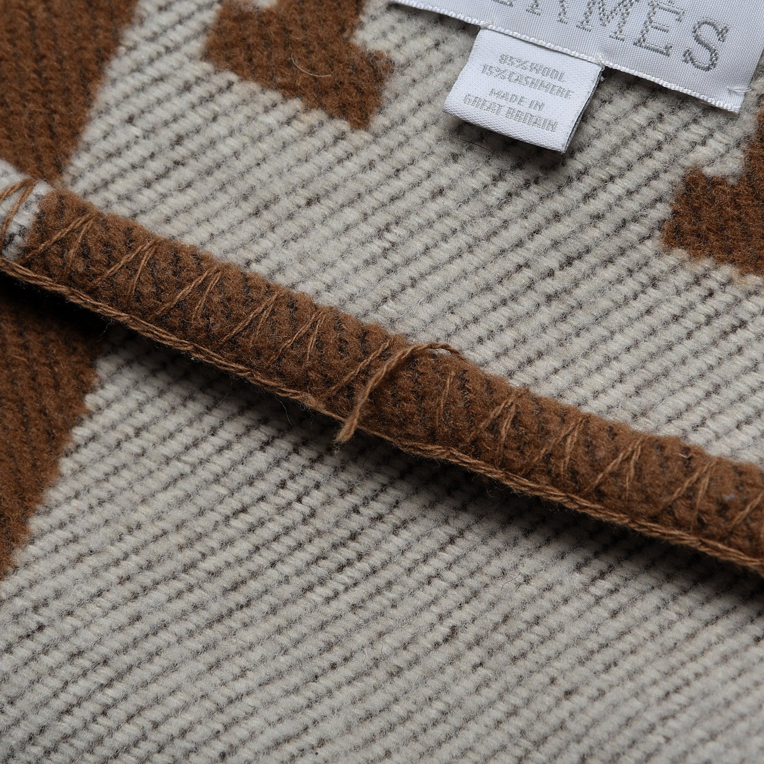 Hermes Wool Cashmere Avalon Blanket Ecru Camel 6 of 6