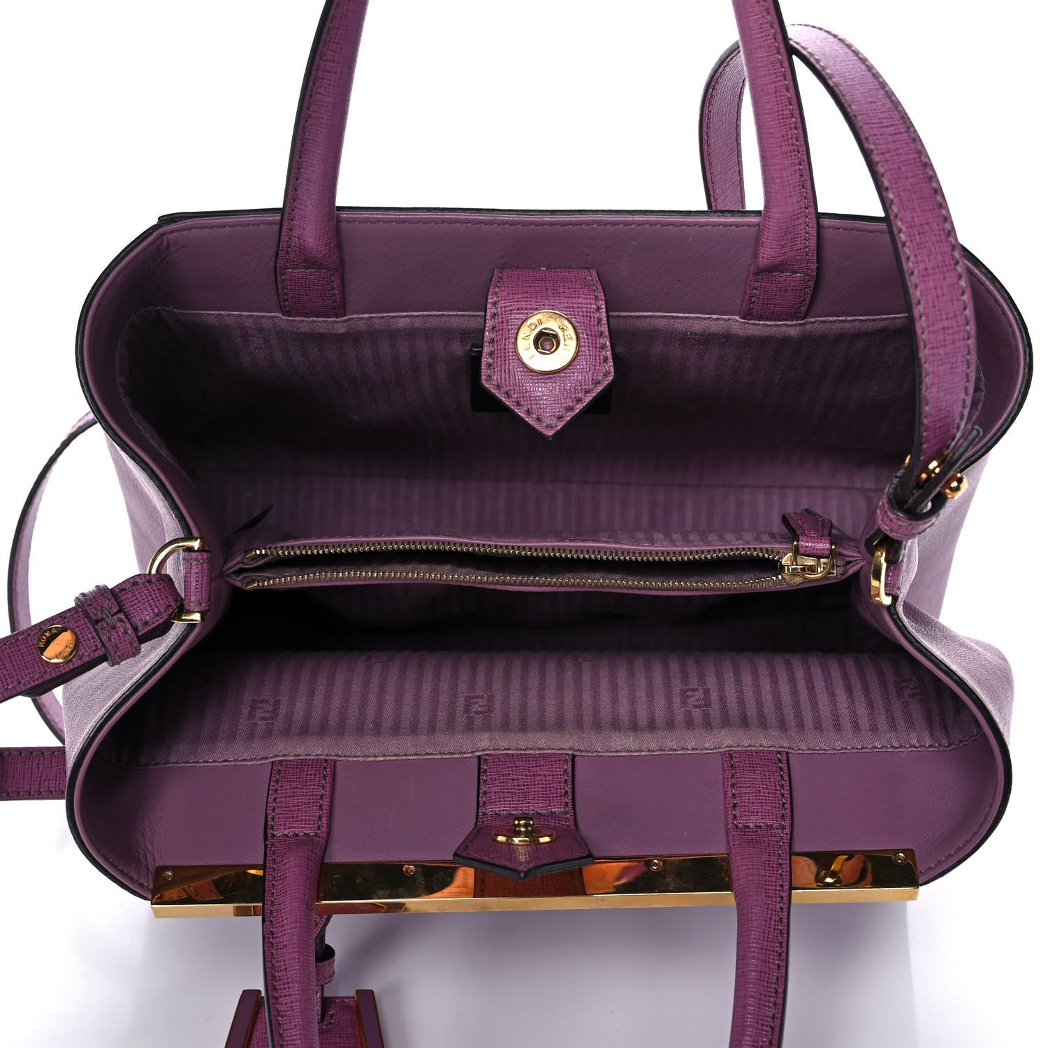 Fendi Vitello Elite Flamingo Petite 2Jours Tote Lilla Glicine 5 of 11