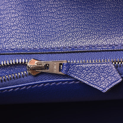 Hermes Chevre Mysore Bi-Color Horseshoe Birkin 30 Raisin Bleu Electrique 23 of 36