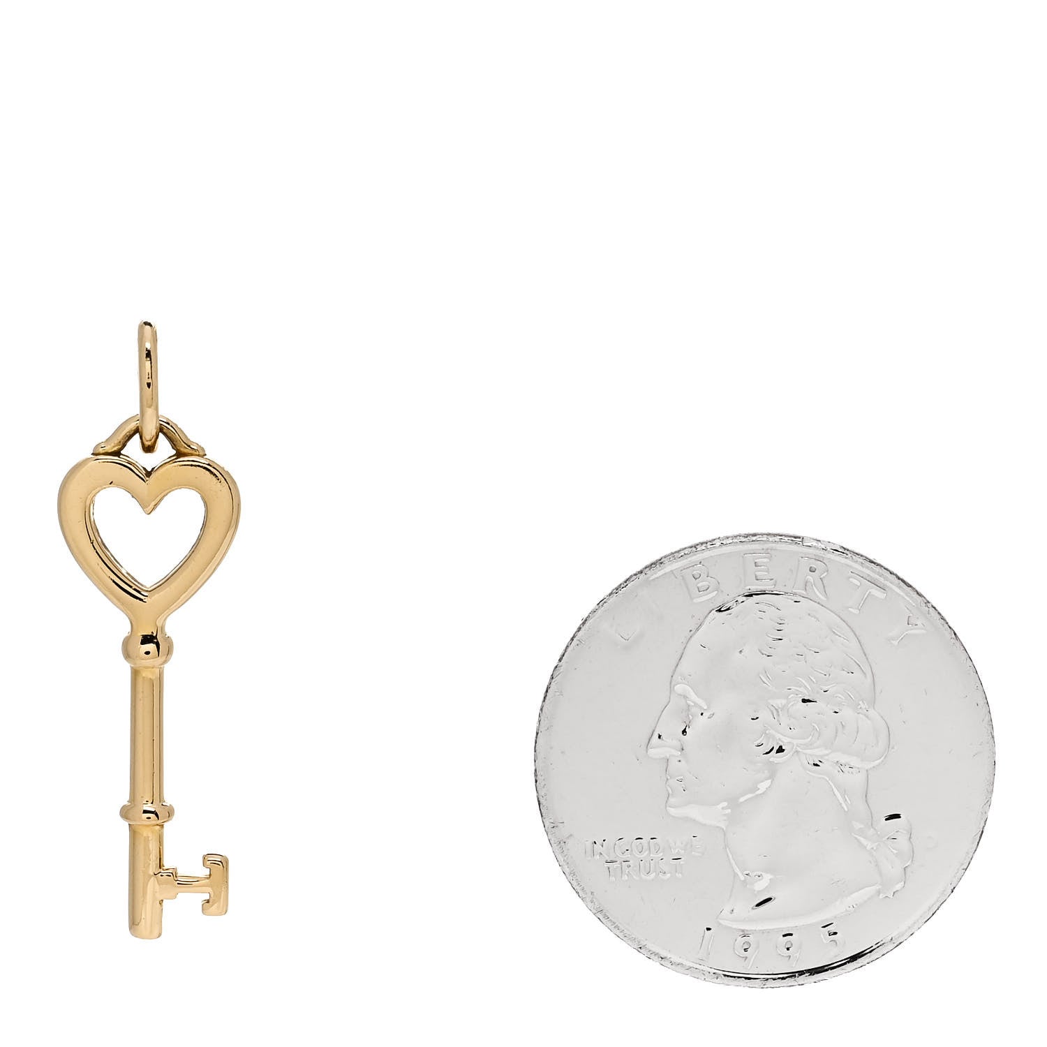 Tiffany 18K Yellow Gold Mini Heart Key Pendant 2 of 4