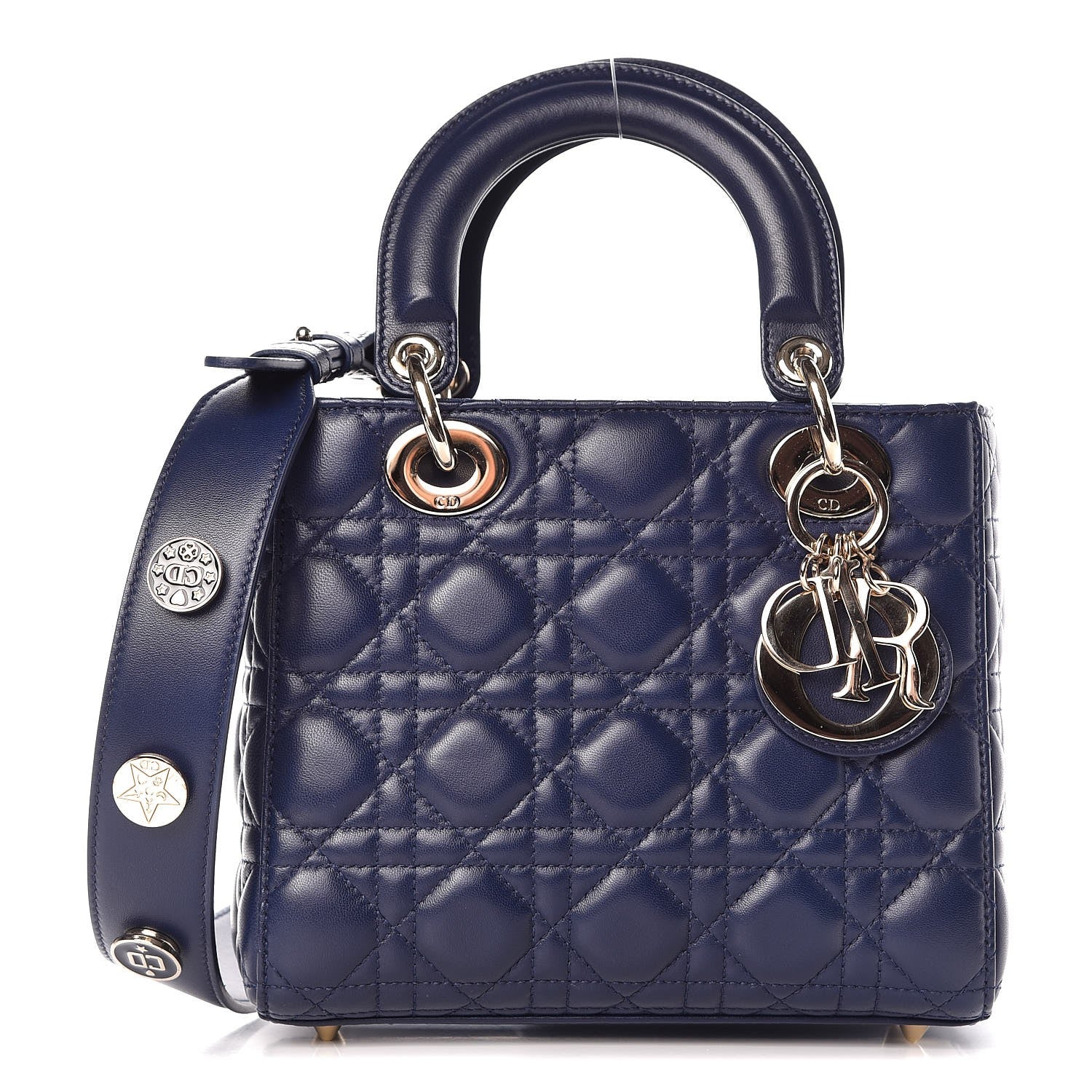 Christian Dior Lambskin Cannage Small Lucky Badges My Lady Dior Navy 1 of 10