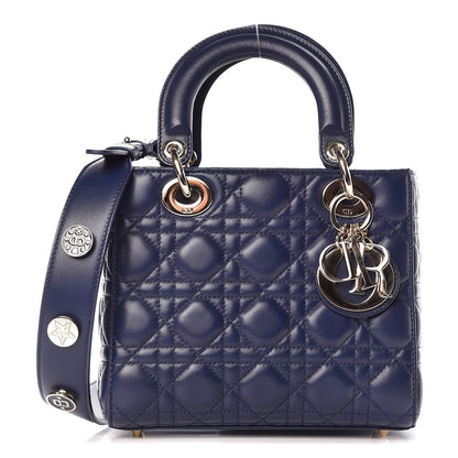 Christian Dior Lambskin Cannage Small Lucky Badges My Lady Dior Navy 1 of 10