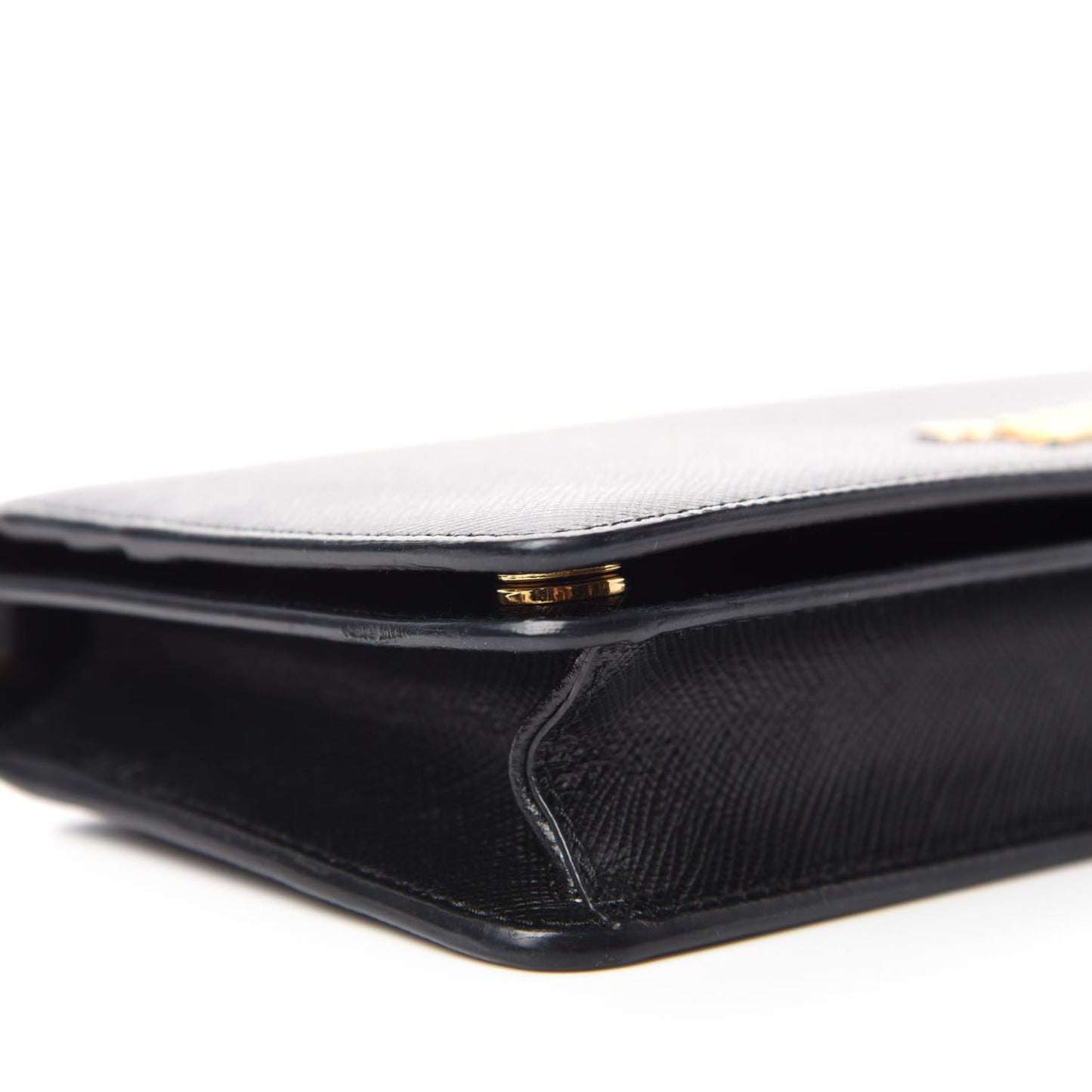 Saffiano Metal Phone Wristlet Crossbody Wallet Black