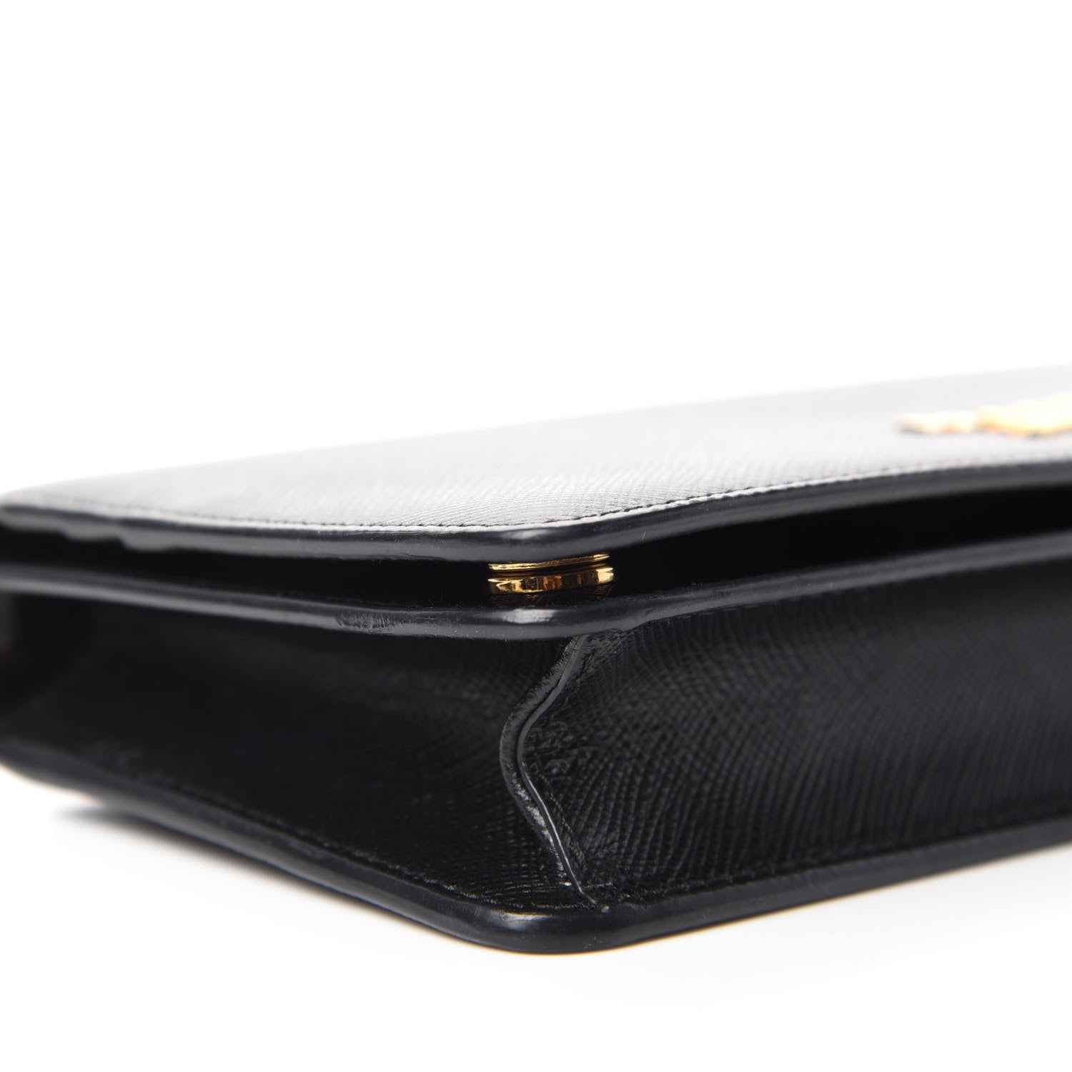 Prada Saffiano Metal Phone Wristlet Crossbody Wallet Black 6 of 9