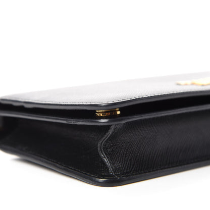 Prada Saffiano Metal Phone Wristlet Crossbody Wallet Black 6 of 9