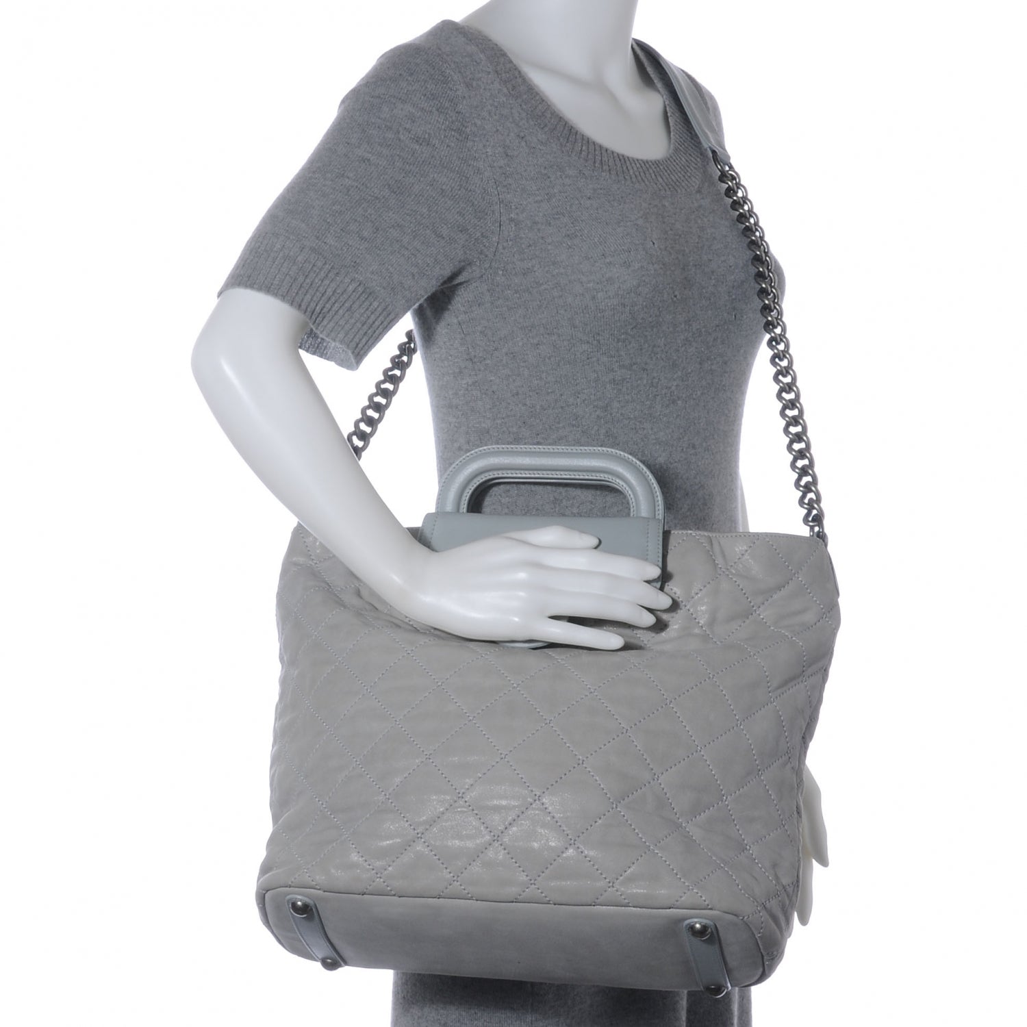 Chanel Iridescent Calfskin In The Mix Shopping Tote Grey 2 of 7