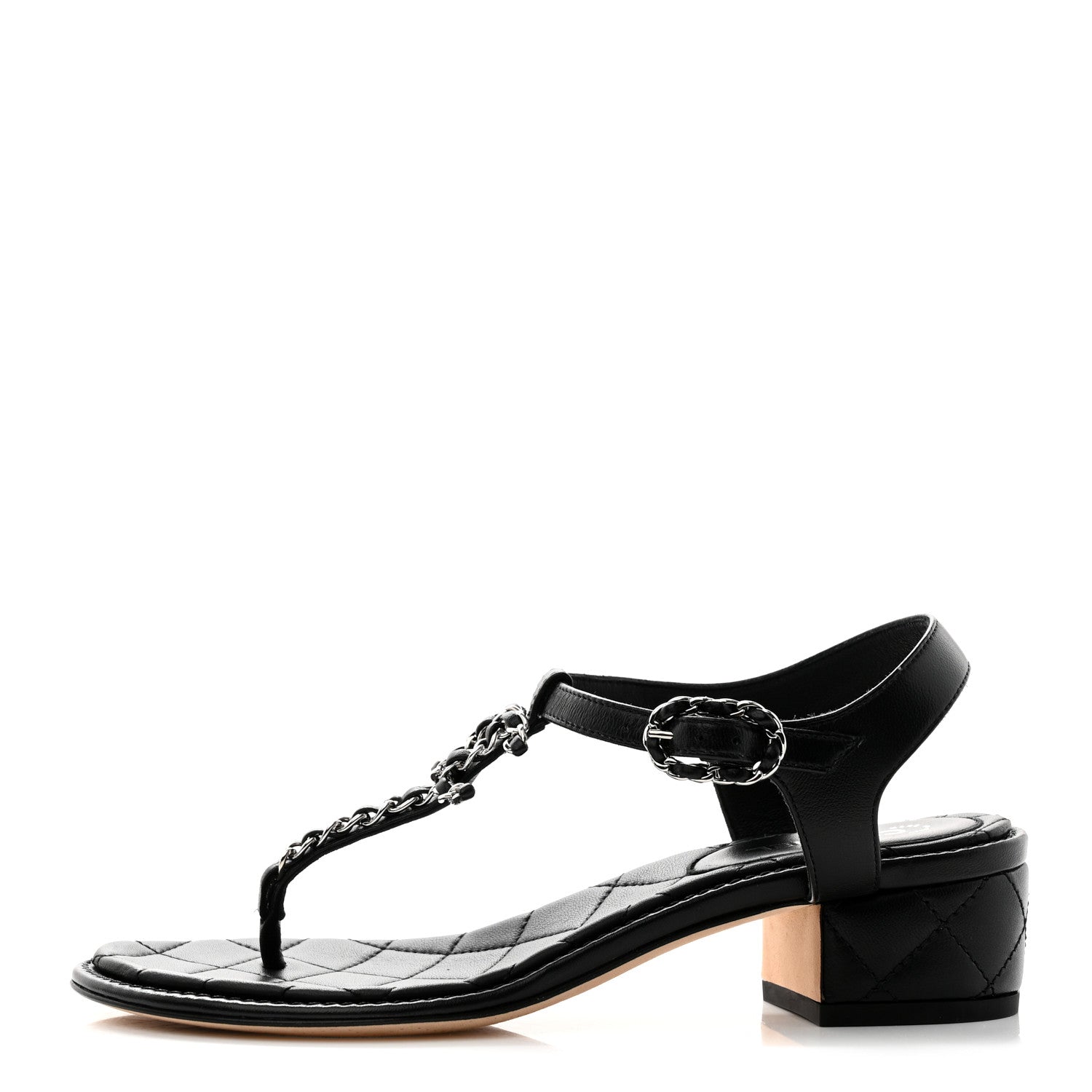 Chanel Lambskin Chain CC Thong Sandals 35.5 Black 1 of 11