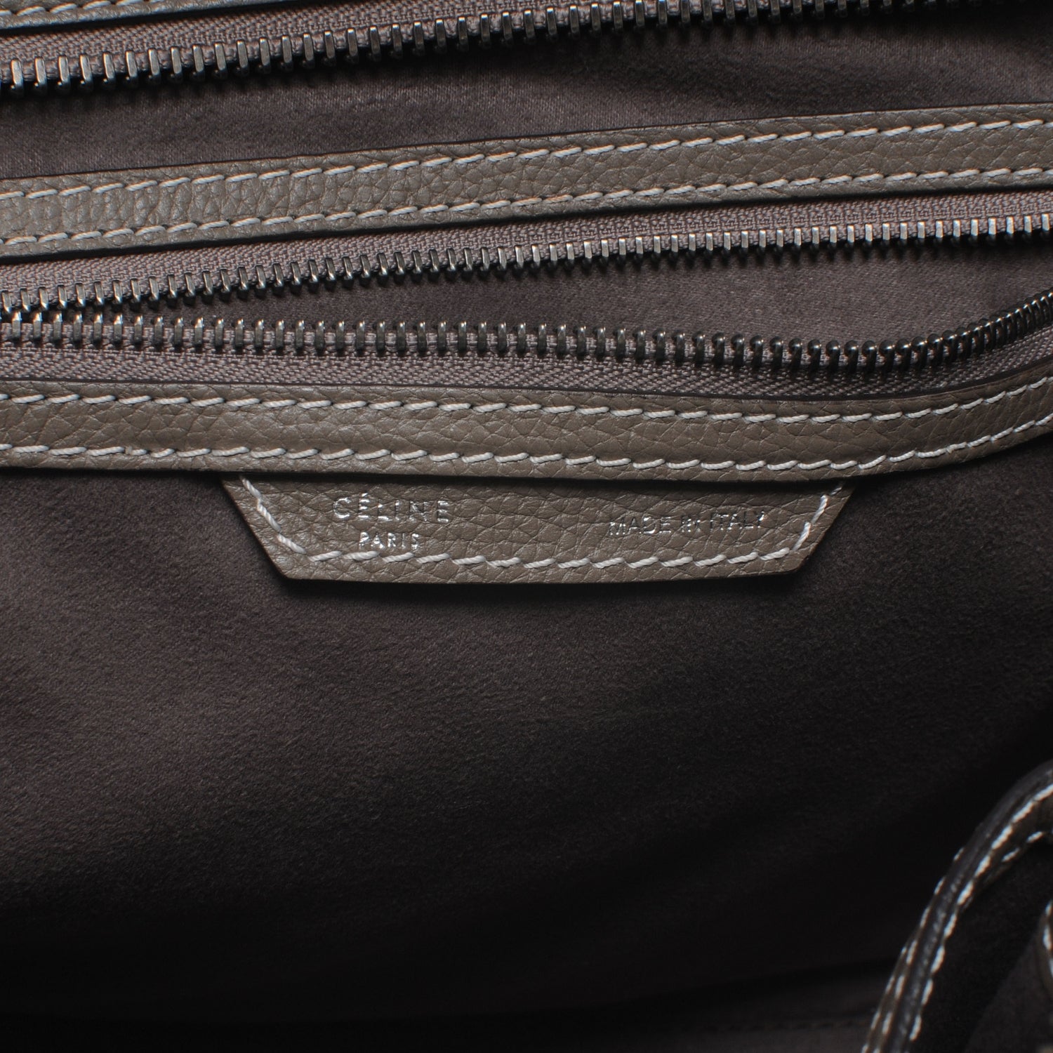 Celine Drummed Calfskin Mini Luggage Bag Souris 8 of 9