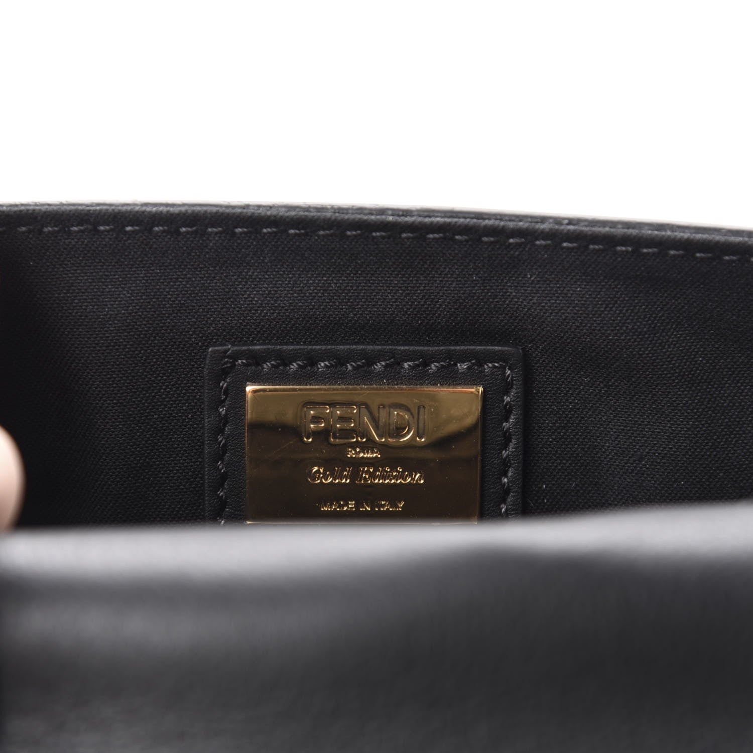 Fendi Vitello Dolce Studded Mini 3Baguette Shoulder Bag Black Gold 8 of 9