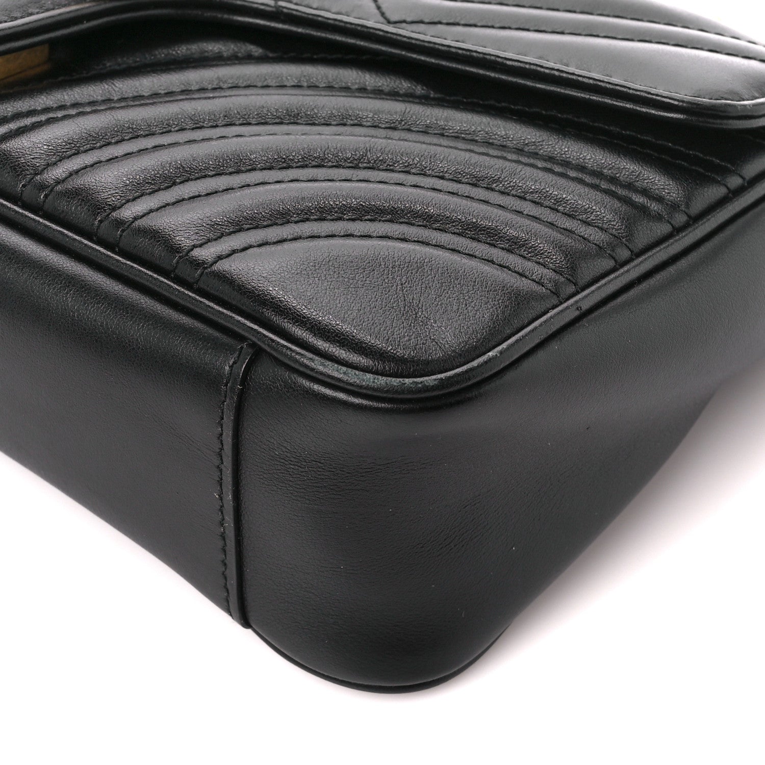 Gucci Calfskin Matelasse Small GG Marmont Shoulder Bag Black 11 of 11