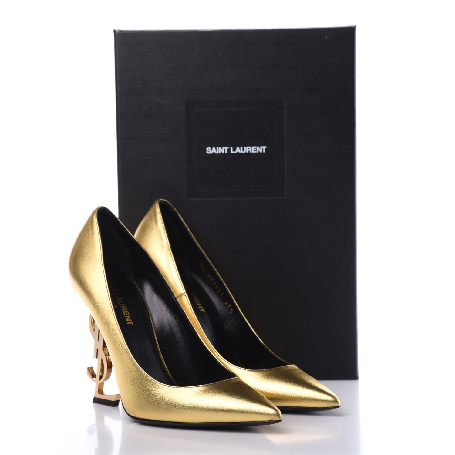 Saint Laurent Calfskin Opyum 100 Pumps 37.5 Gold 11 of 12