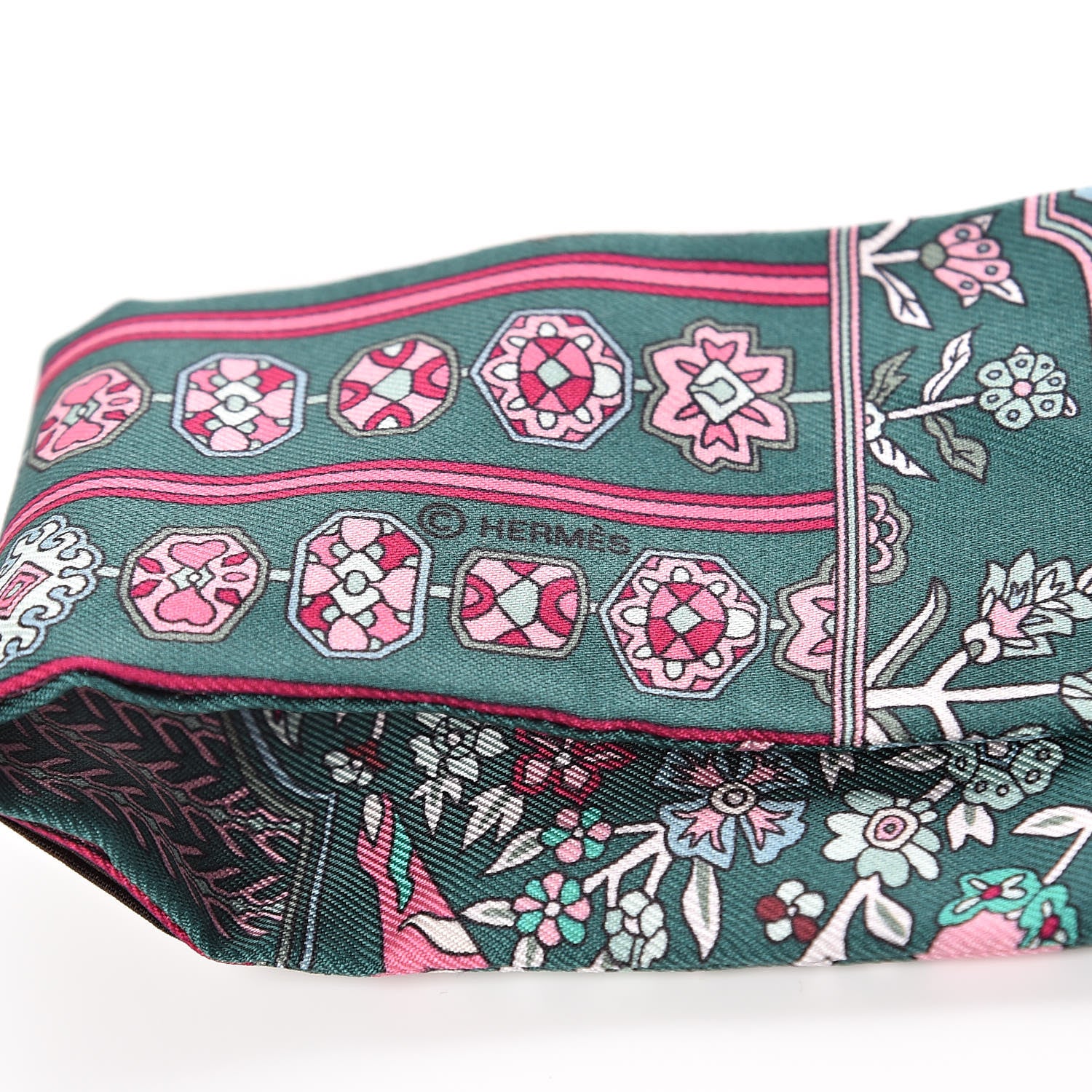 Hermes Silk Tapis Persans Twilly Lagon Vert Rose 4 of 4