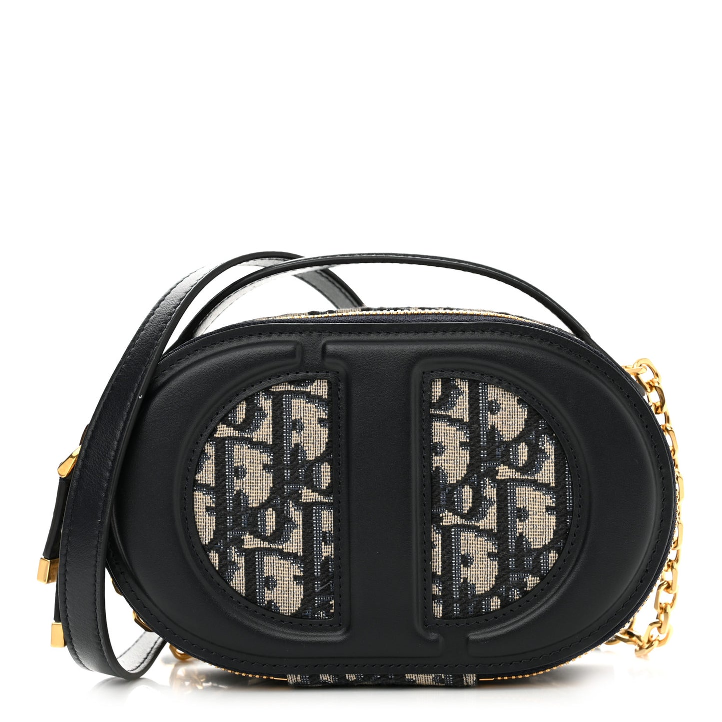 Oblique CD Signature Oval Crossbody Camera Bag Blue Multicolor