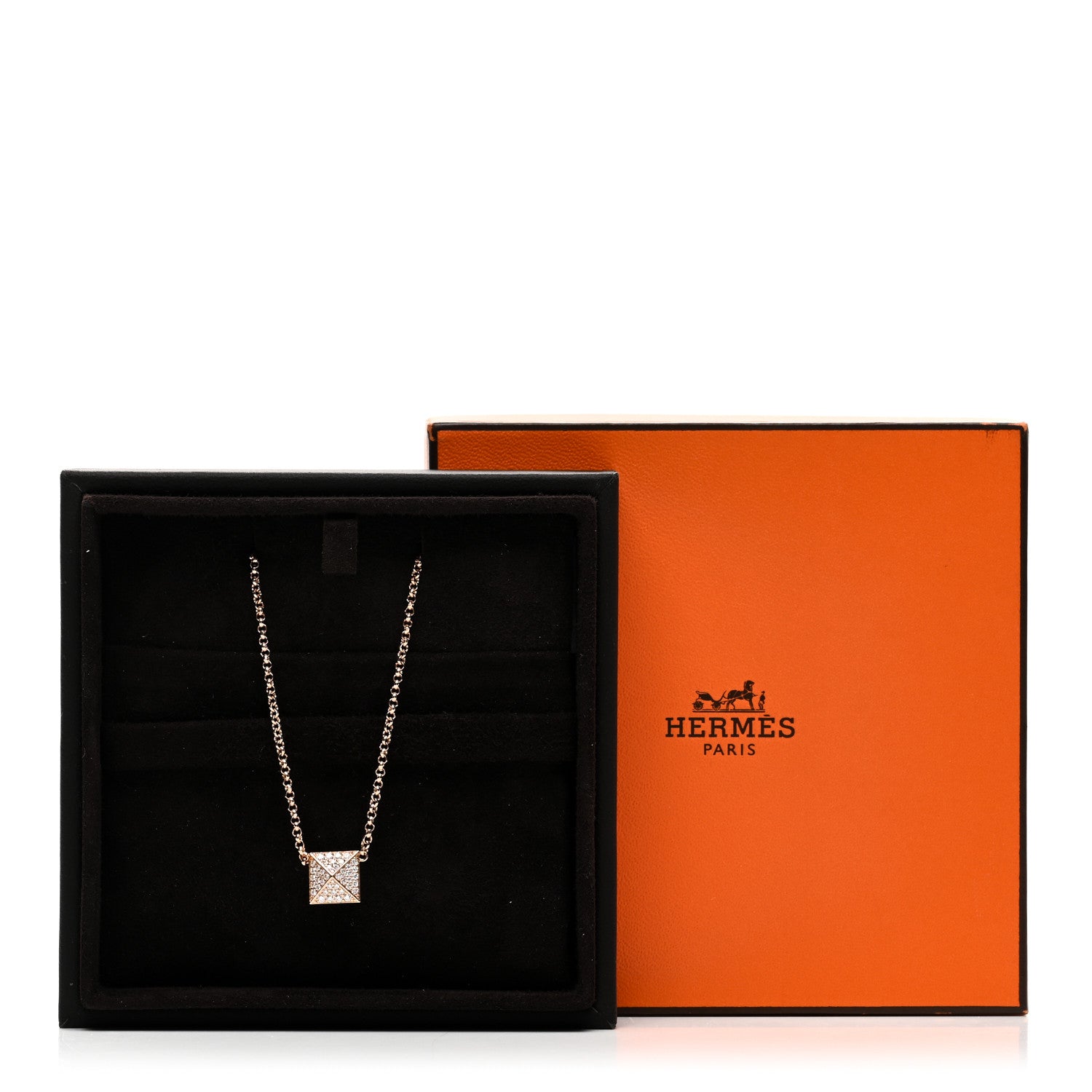 Hermes 18K Rose Gold Diamond GM Clou d'H Pendant Necklace 5 of 5
