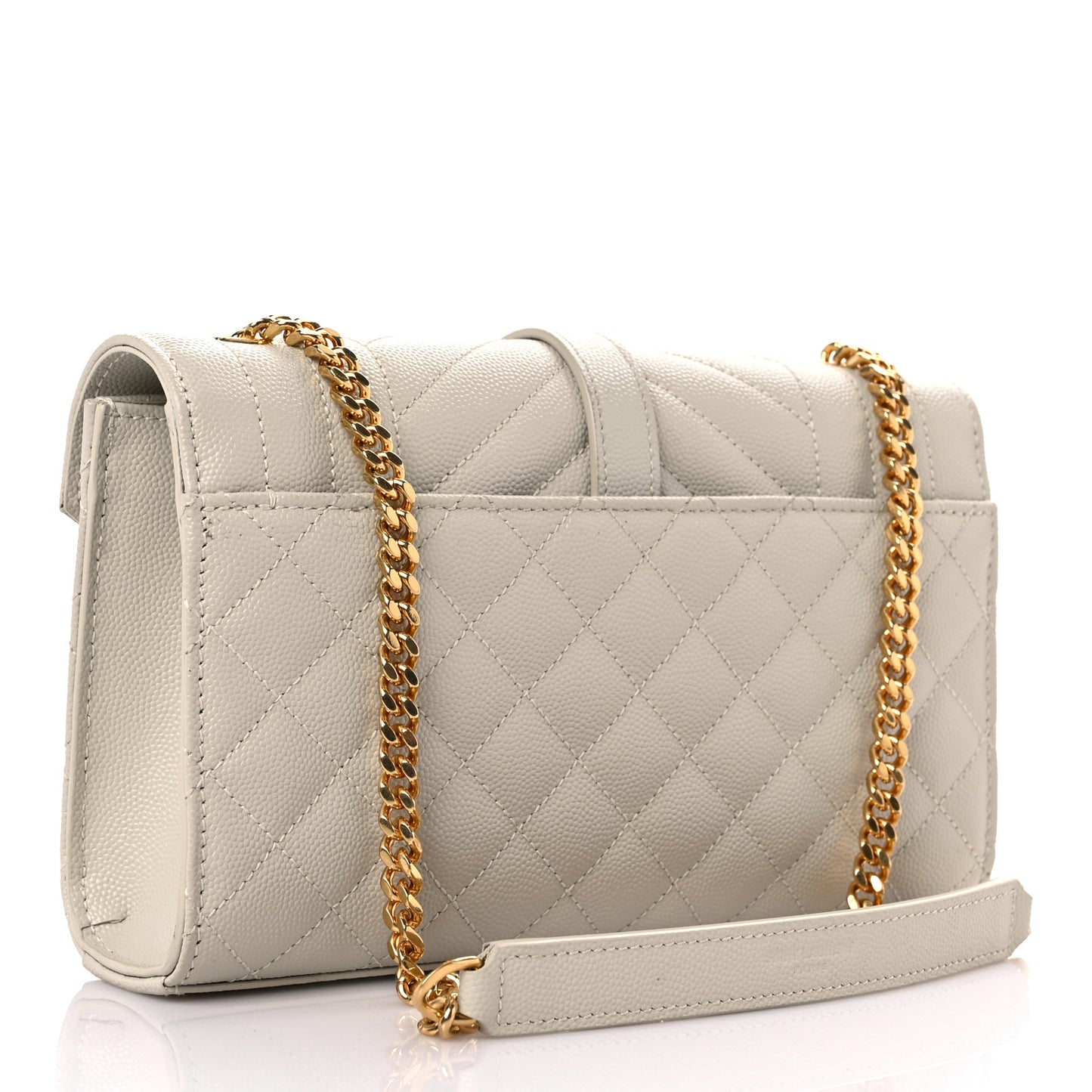 Grain De Poudre Textured Mixed Matelasse Triquilt Small Monogram Satchel Crema Soft