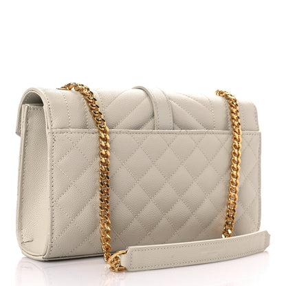 Saint Laurent Grain De Poudre Textured Mixed Matelasse Triquilt Small Monogram Satchel Crema Soft 3 of 16