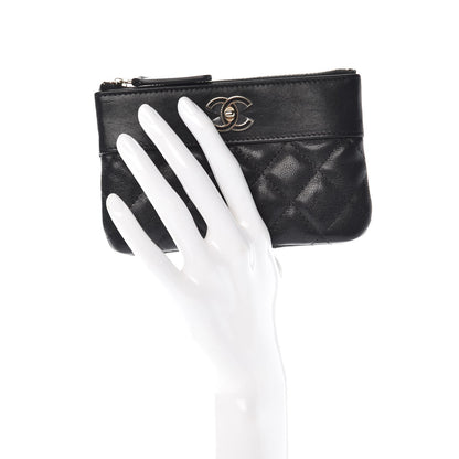 Chanel Sheepskin Quilted Small Vintage Mademoiselle Cosmetic Case Black 3 of 16