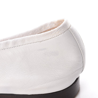Chanel Lambskin Cap Toe Ballerina Flats 38.5 White Black 15 of 19