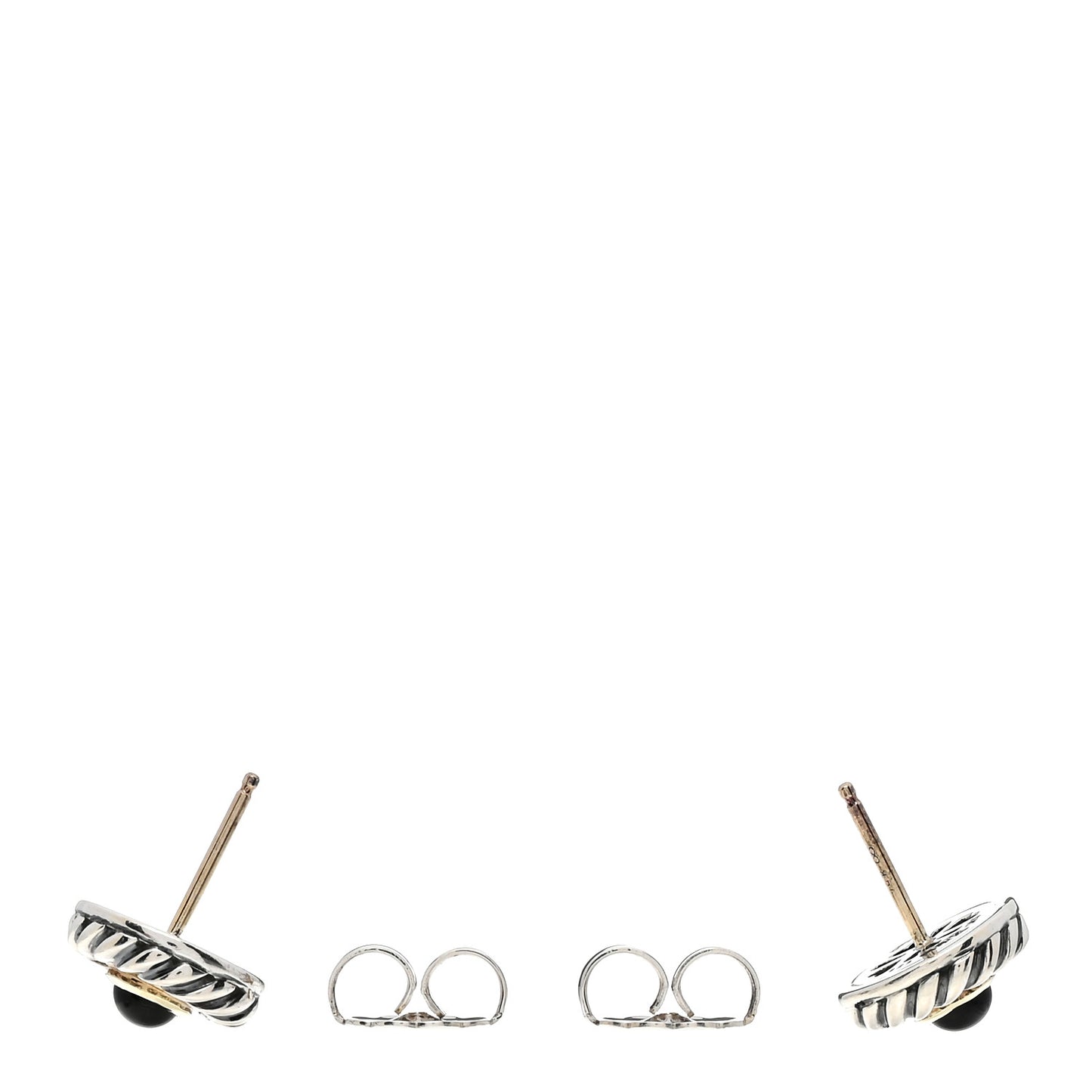 Sterling Silver 14K Yellow Gold Black Onyx Cookie Earrings